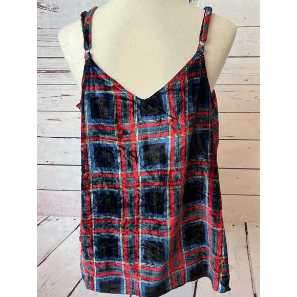 Torrid Sophie‎ Velvet Swing Cami Top 00 Plaid Holiday whimsigoth Medium Large - Picture 2 of 14